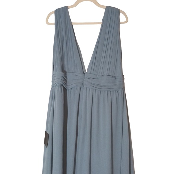 NEW Lulus Heavenly Hues Light Blue Maxi Dress XL High Slit Plunging Double V - Picture 9 of 14